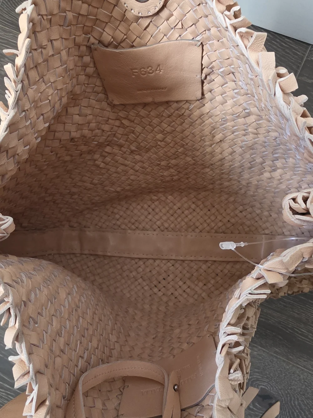 Neutral Woven Hobo Tote Bag - Pink Beige